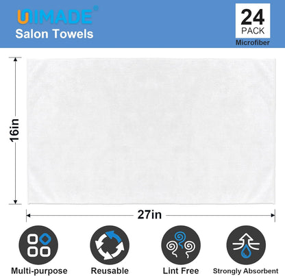 24 Pack Set 16x27 inch UNIMADE Hand Towels - Highly Absorbent and Quick Drying Microfiber Gym Towels, Premium Wash