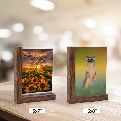 Lavezee 5x7 Picture Frames Set of 2, Double Sided Frame Display Holder with Rustic L Shaped Horizontal Vertical Stand for 5 by 7 Photo, Desktop or Tabletop Decor