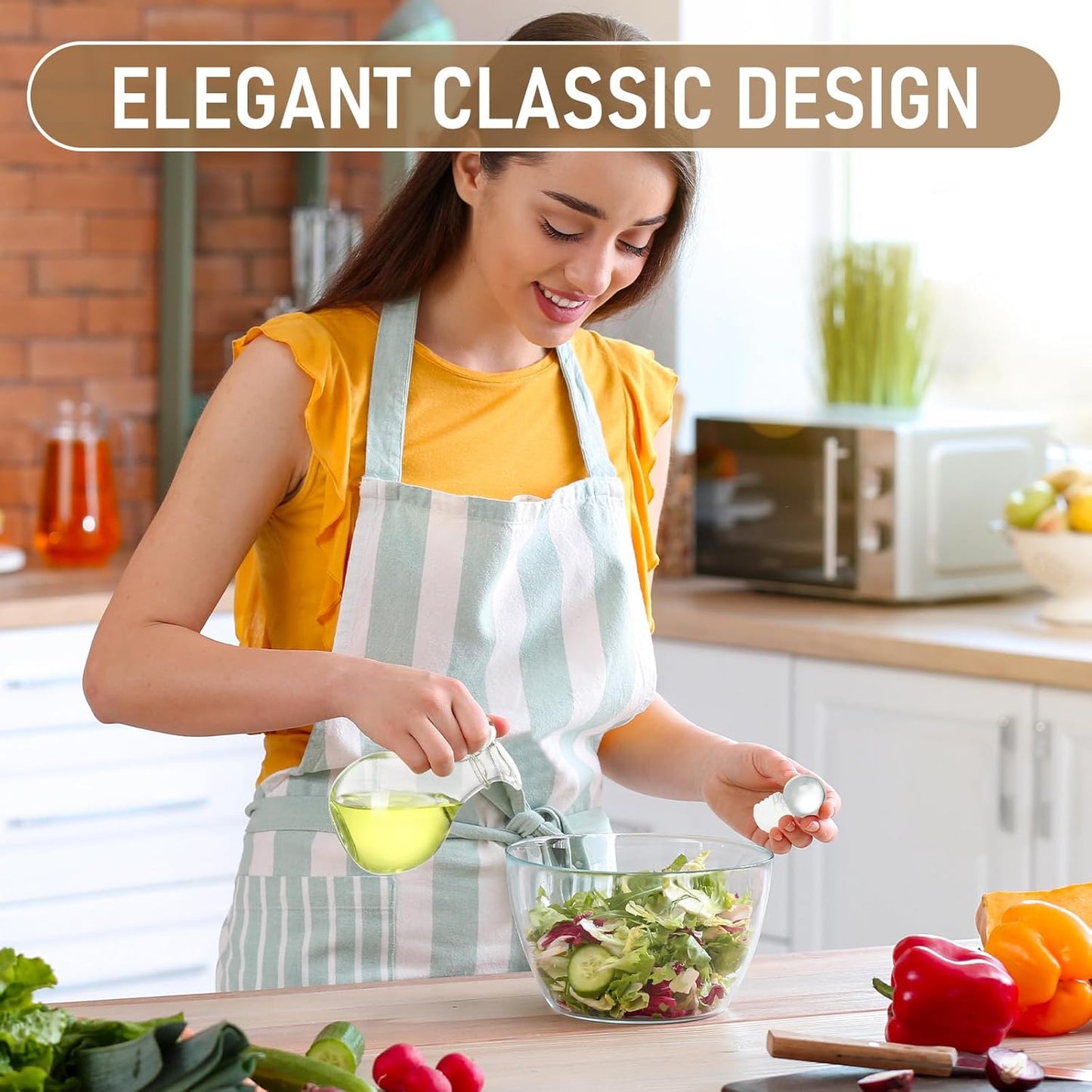 2 10.5 oz Set Teenyyou Pcs Oil and Vinegar Dispenser Cruet Olive Oil Dispenser Bottle Vinegar Glass Cruet for Kitchen