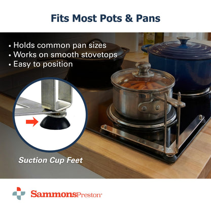 Sammons Preston Folding Pan Holder, Pot Stabilizer for One-Handed Stirring, Secure & Stable Kitchen Aid for Pan & Pot Turn Prevention, Spill Prevention for Stove Top Cooking