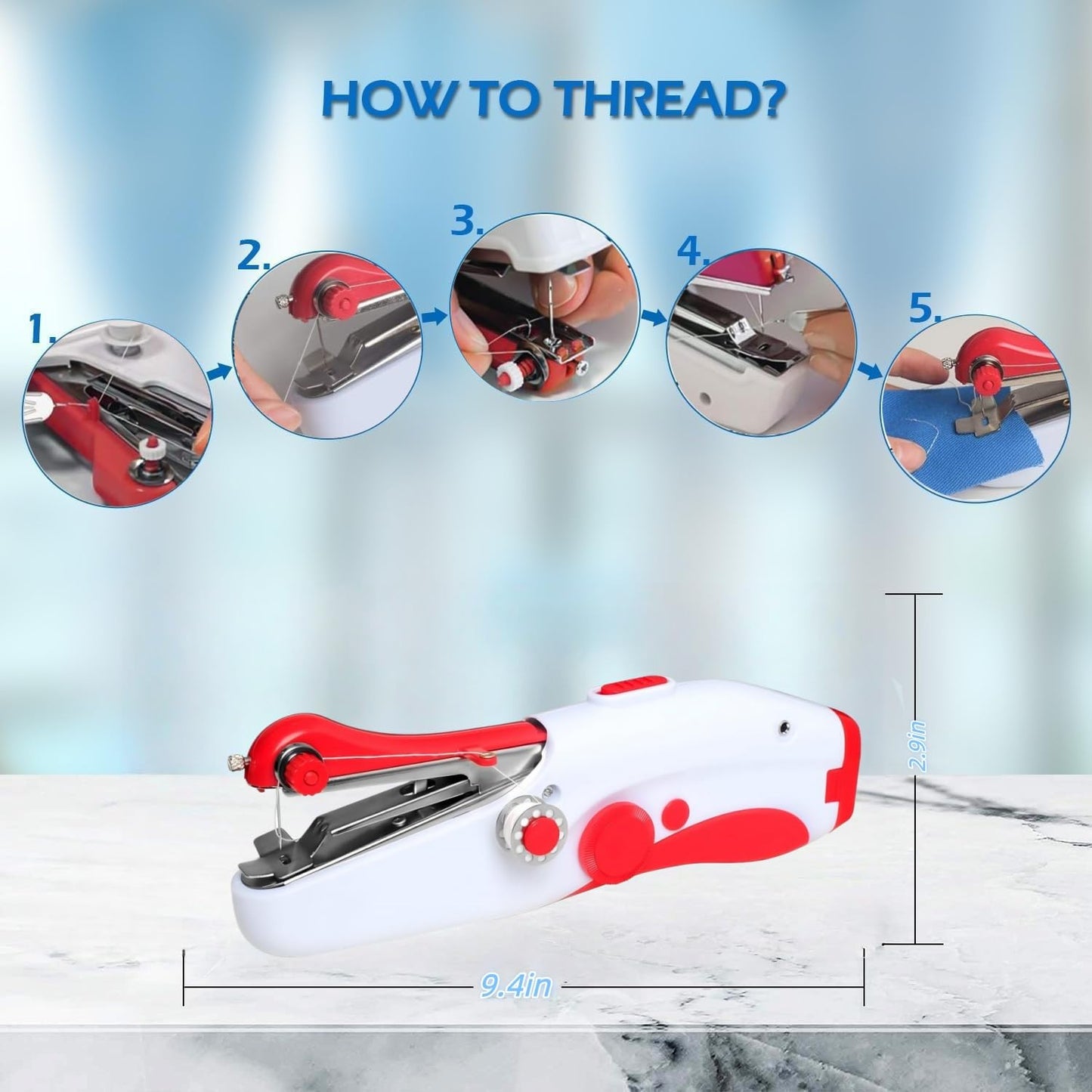 Mini Handheld Sewing Machine, Small Portable Electric Sewing Machine for Adults Beginners, Easy to Use Quick Stitch for DIY Clothing, Fabrics, Curtains, Home & Travel