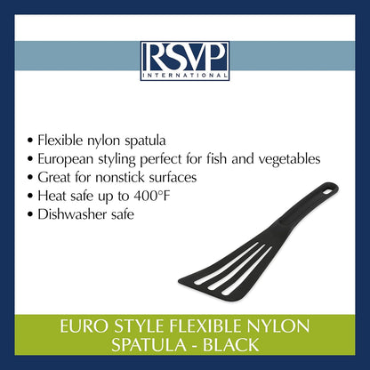 RSVP International Kitchen Tool Collection, Dishwasher Safe, Angled, 12x3.25", Nylon Euro Style, Black