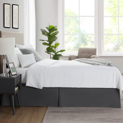 Nestl Dark Gray Bed Skirt Queen Size - 14 Inch Drop, Pleated Microfiber Hotel Quality