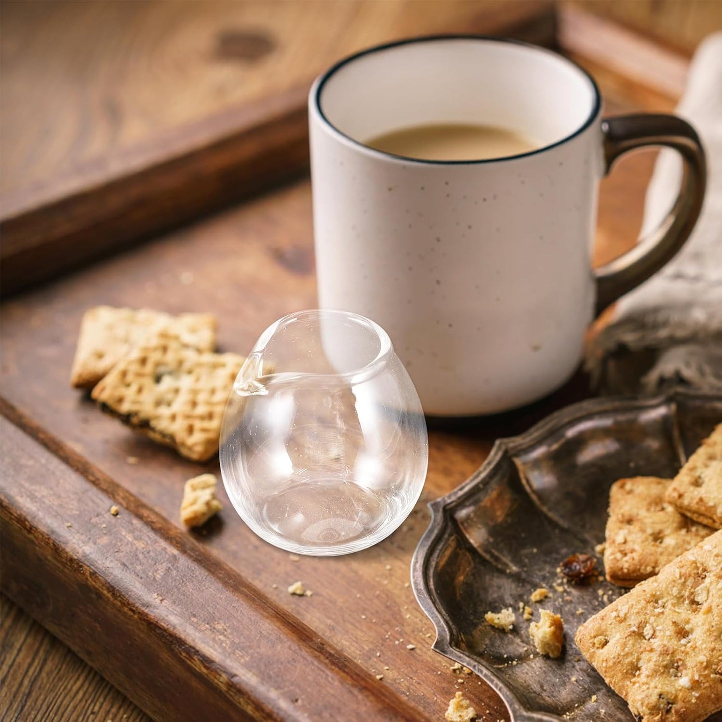 BESTOYARD Mini Glass Milk Cup Pitcher Set, 2 Pcs for Sauce, Maple Syrup, Coffee, Espresso Shots, and Tea