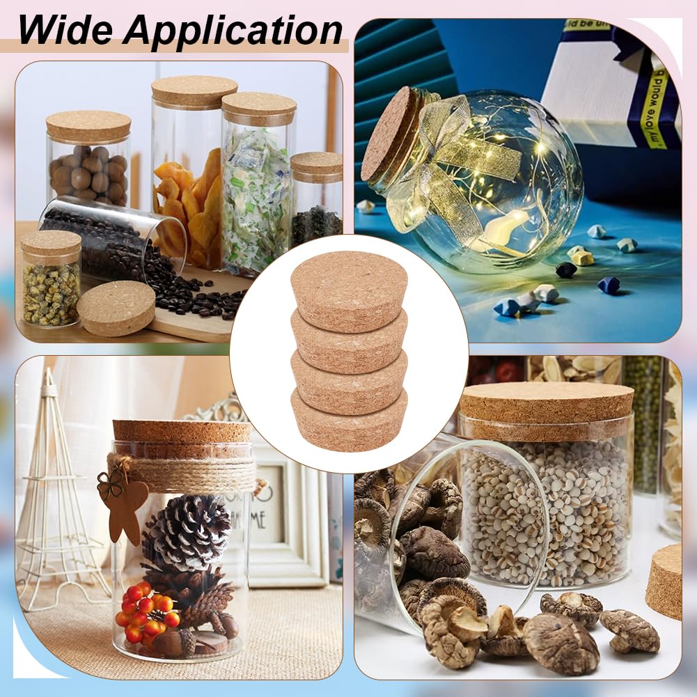 BENECREAT 6pcs Cork Bottle Stoppers, Tapered Design, 3" Diameter, Beige, Conical with Round Top