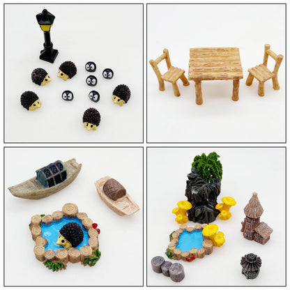 Cayway Outdoor Fairy Garden Miniatures Mini Zen Garden Accessories, Artificial Garden Grass, Model Trees, Mini Garden Ornaments, Bonsai Decorative Craft Tools Kit