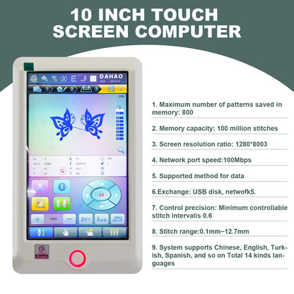 2024 Ultra Commercial Embroidery Machine with 15 Needles 13" x 20" LCD Embroiderer Pattern for Cap Hat T-Shirt Laser Positioning 1501