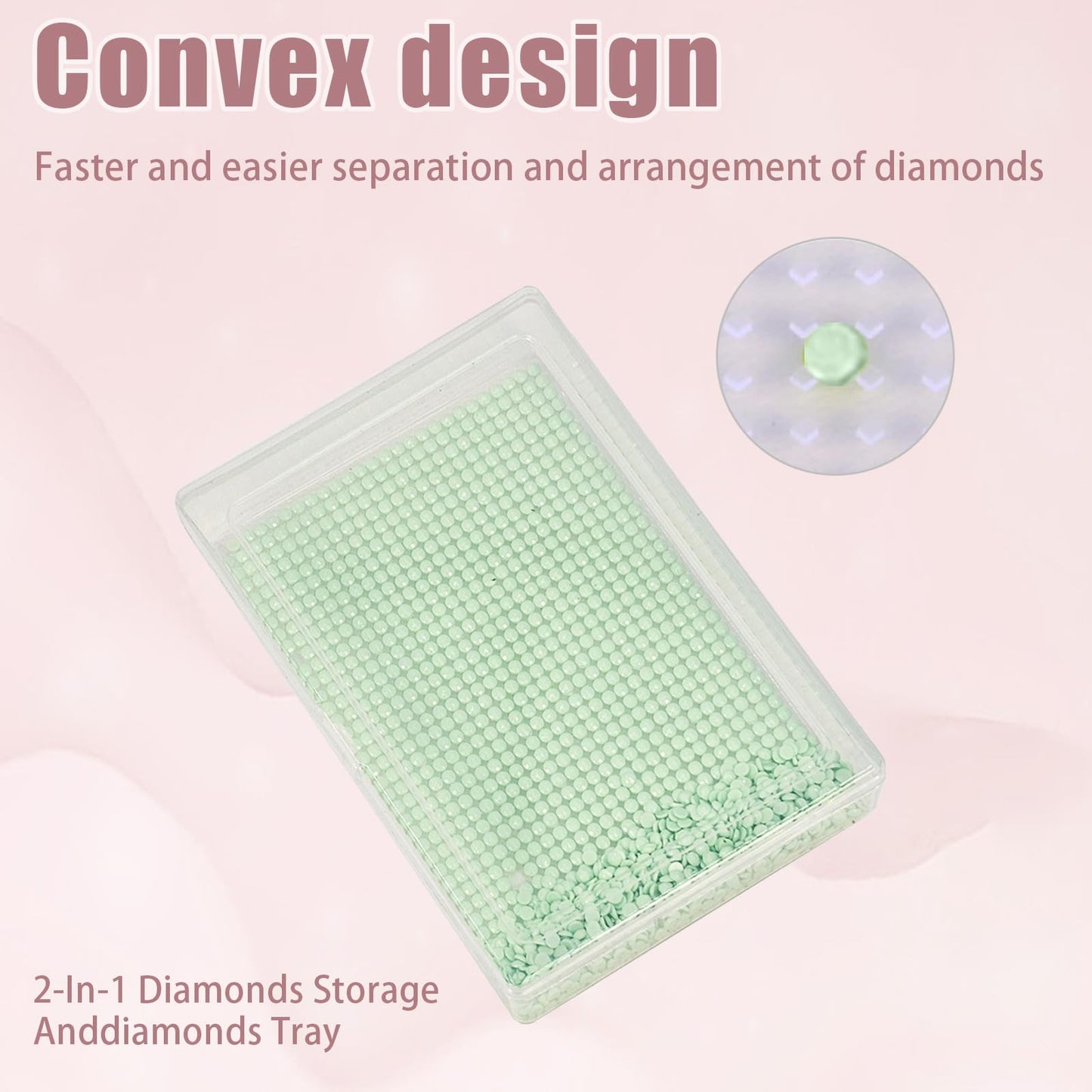 Qlonry 80Pcs Upgrade Diamond Art Storage Trays Convex Point Bottom Design Diamond Painting Trays with Lids 2-in-1 Diamond Art Accessories for DIY Gift