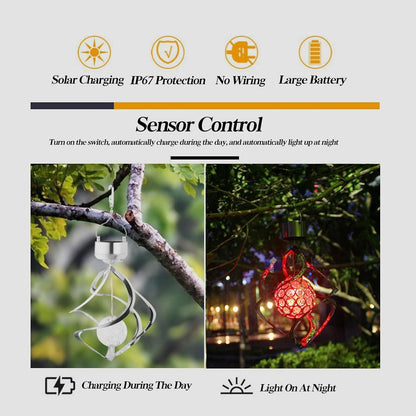 Color Changing Solar Hanging Lamp - Sparkling Crystal Ball for Gardens and Lawns