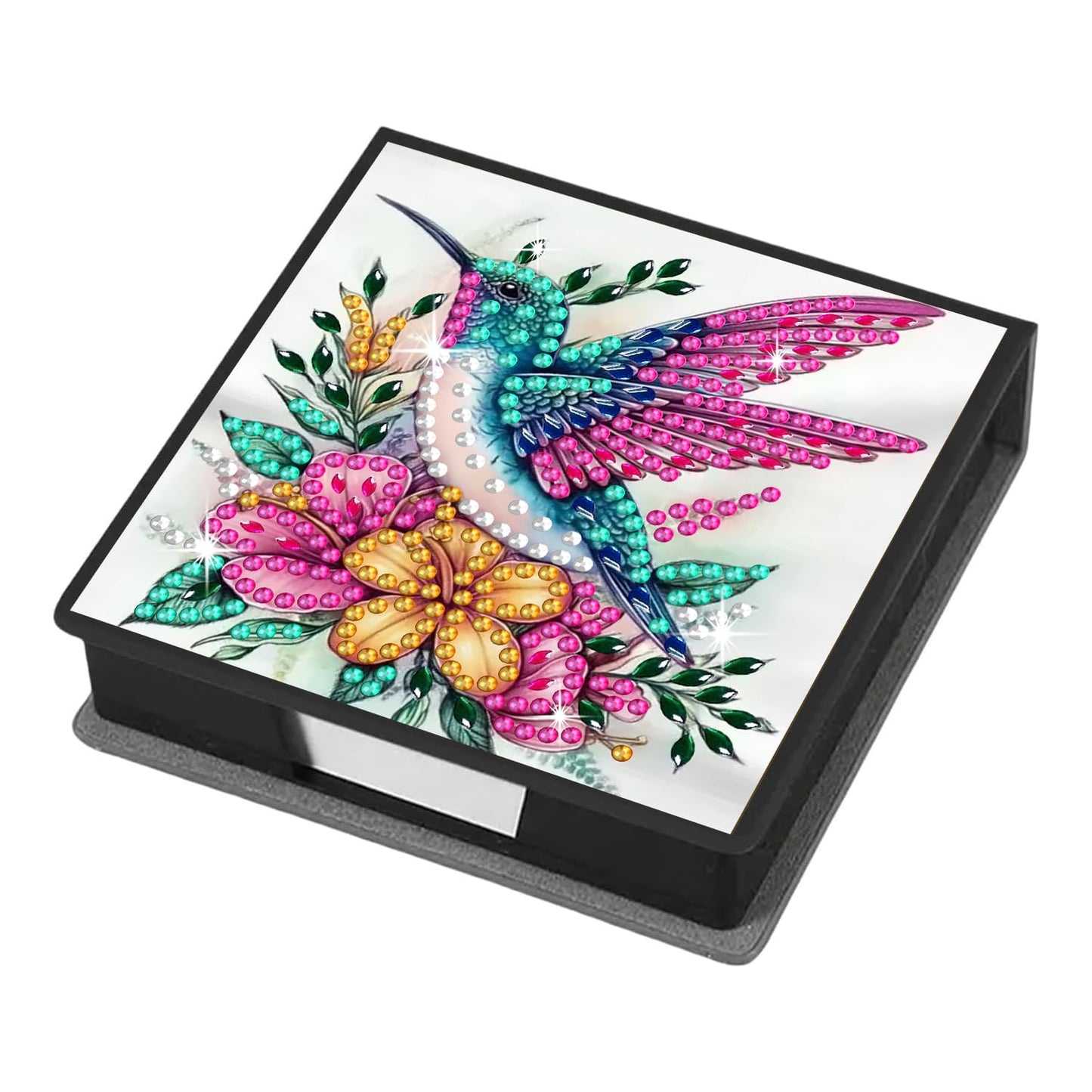 DOTZSO Diamond Art Kits for Adults Sticky Note Holder, Diamond Painting Notes Box Diamond Dots Decoration Gem Arts and Diamond Office Desk Supplies Contains 160 Sheets of Paper Hummingbird