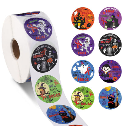 MotiMind 1000 Pcs Halloween Drug Free Sticker Red Ribbons Week Awareness Stickers Red Ribbon Weeks Supplies for Unisex Event Support Group Anti Drug Campaign and Fundraising, 8 Style