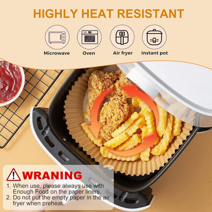 400 Pcs Air Fryer Paper Liners, 8" Square Air Fryer Liners Disposable, Heavy-Duty Parchment Paper for 5-8 qt Airfryer Basket, Non-Stick & Grease-Proof Baking Liner for Oven Pan