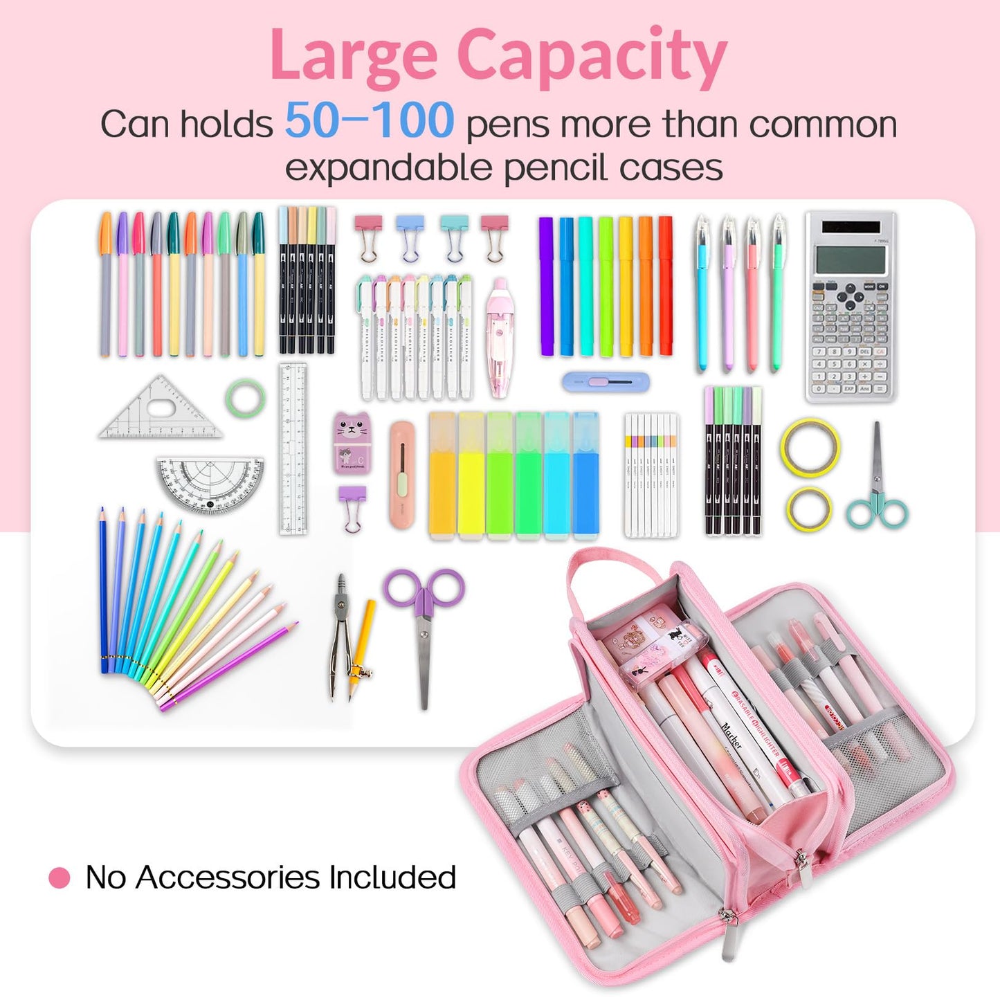 Sooez Large Pencil Case, Big Capacity Pencil Pouch Pen Bag with 3 Compartment, Portable Canvas Stationery Organizer with Zipper, Cute Aesthetic School Supplies for Teen Girls College, Black with Plaid