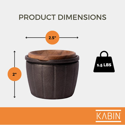KABIN Spice Mill - Spice Grinder Manual Pepper Mill - Durable Cast Iron Mortar and Pestle Set Herb Crusher - Hand Grind, Measure & Store Your Spices and Herbs- Molcajete Bowl