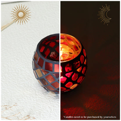 Toyvian Glass Mosaic Candle Holder Kit, DIY Stained Glass Kit for Adults Home Decor Fun Arts and Crafts Present for Valentine Birthday Mother’s Day Present Christmas Dining Table Centerpieces