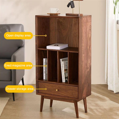 FDFDF Home Solid wood vinyl record cabinet CD rack storage gramophone floor-standing small bookshelf magazine