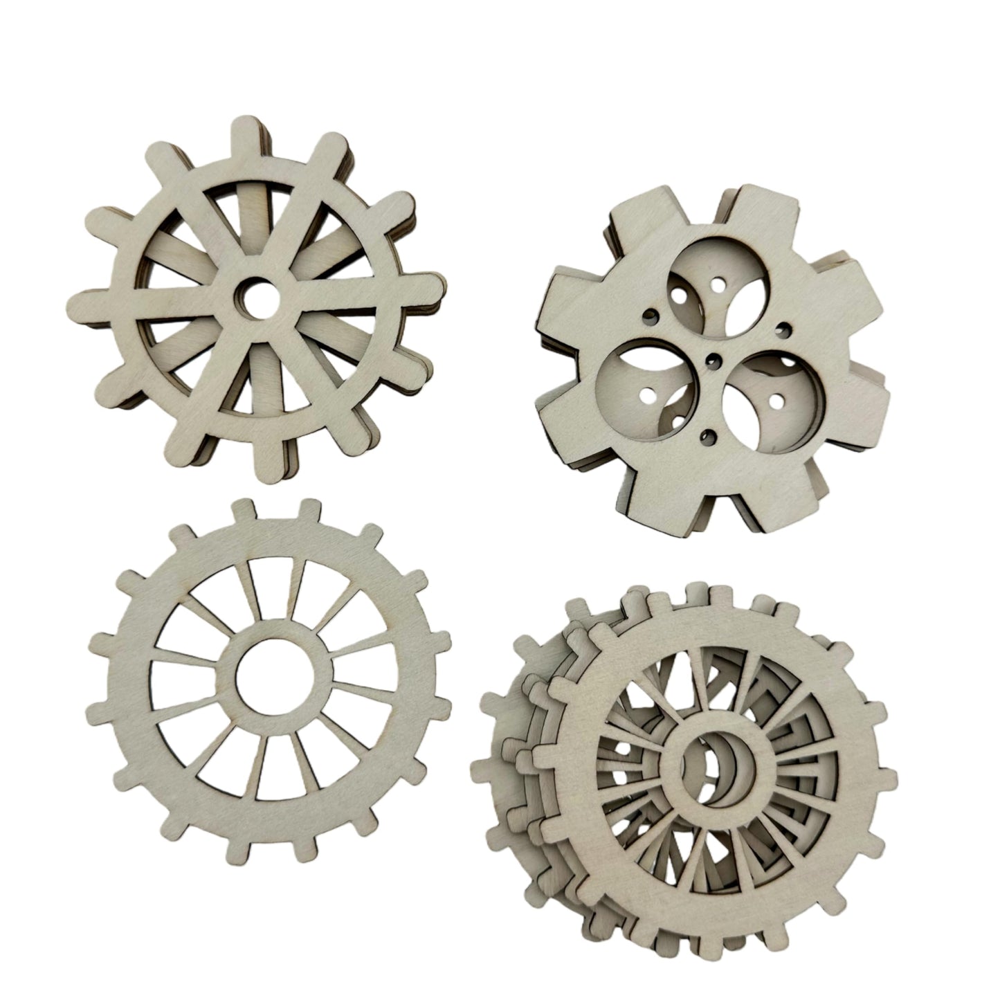 WEOSMIRA 15 PCS Wood Gear Set 3 Styles Wood Gear Cutouts Unfinished Wood Gear Crafts Decorations DIY Paint Craft Supplies Party Decoration Craft Project
