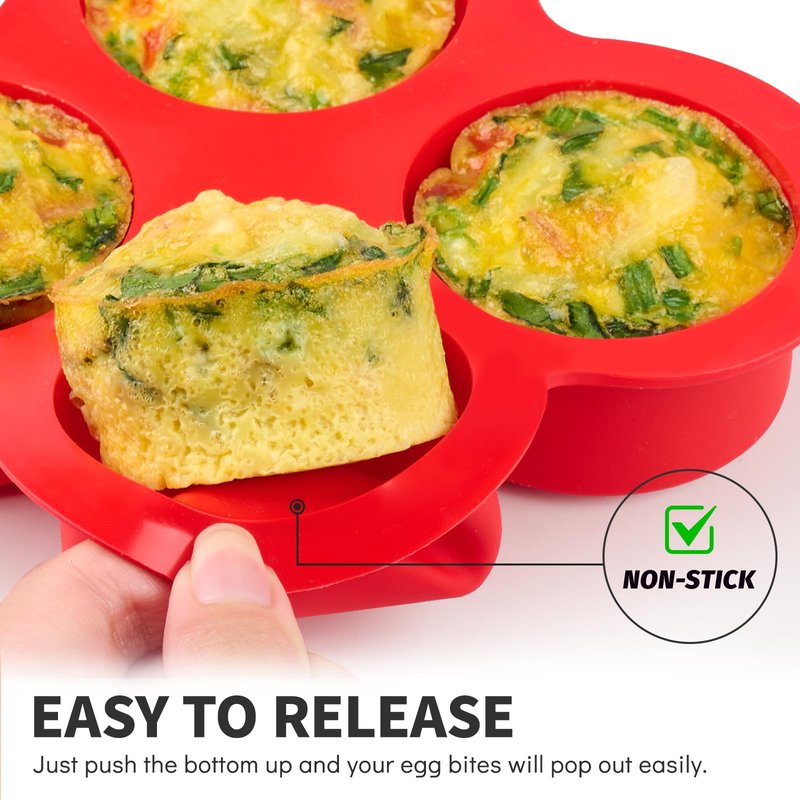 Puyeipt 2 Pack Air Fryer Egg Bite Molds, 4-Cup Mini Round Muffin Pans Silicone Baking Molds for for Oven, Air Fryer and Pot