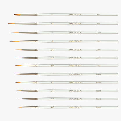 MyArtscape Miniature Paint Brushes with Holder, Set of 12 for Detail & Fine Point Painting - use with Acrylic, Watercolor, Oil, Gouache - for Pinstriping & Lettering - Art Supplies