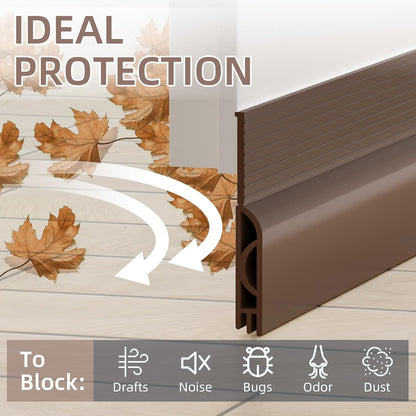Door Draft Stopper, Weather Stripping Seal for Door Insulation, Under Door Gap Filler (78", Brown)