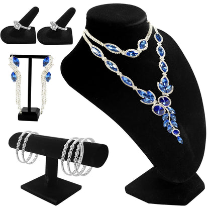 SENONAPO 6 Pcs Velvet Jewelry Display Set- Velvet Necklace Bust Holder Mannequin Bust & T-Bar 2 T Shape Earring Stand 2 Ring Finger Jewelry Holder Bracelet Organizer for Jewelry Showcase