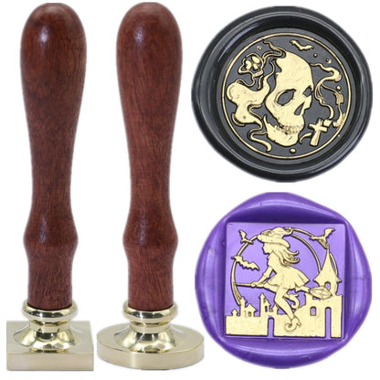 ONWINPOR Skull Skeleton Wax Seal Stamp Set - Removable Brass Head Sealing Stamp Kit, Great for Decorating Party Invitations