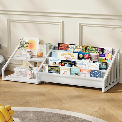 2 4-Tier TCW06WB CHOEZON Kids Bookshelf, Book Shelf for Kids Rooms, Toddler Bookshelf with Open Shelves and Sling Rack