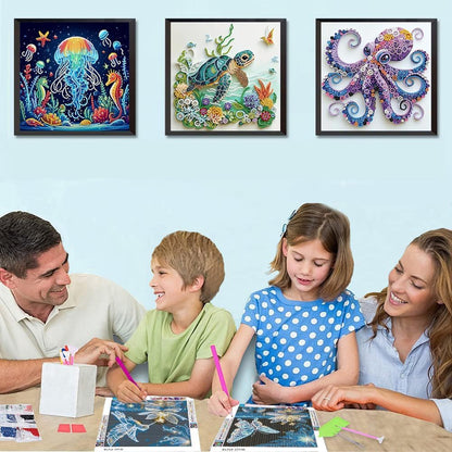 VIGEGU 3 Pack Special Shape Diamond Art Kits for Adults, Marine Animal 5D Diamond Painting Kit for Adults Beginners,DIY Diamond Dots Gem Painting Art and Craft for Home Wall Decor 12 X 12inch