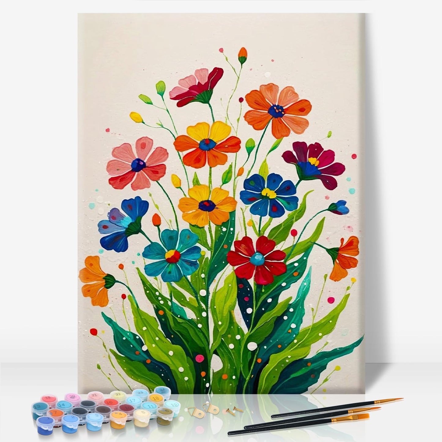 Camocin Framed Paint by Numbers Kit for Adults, Flowers Paint by Numbers with Frame, Floral Acrylic Adult Painting by Number Kits on Canvas Framed for Gift Home Wall Decor 12 x 16 Inch