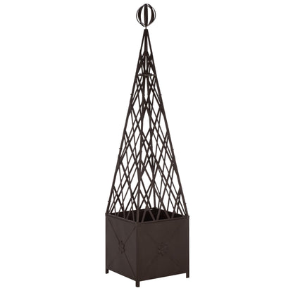 SAFAVIEH Outdoor Patio Furniture Collection - Caledonia Brown Iron Trellis Planter, Tall Weather-Resistant Garden Box (PAT5048B)