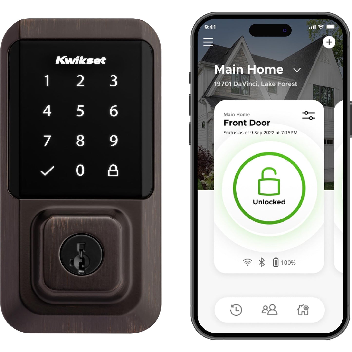 Kwikset Halo Wi-Fi Smart Lock, Keyless Entry Front Door Touchscreen Deadbolt, App Control, Grade AAA Certified, Easy Install No Hub, Venetian Bronze Finish, Digital Remote Lock