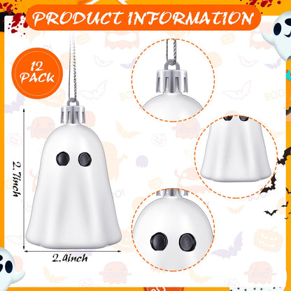 Tigeen 12 Pcs Halloween Hanging Ornaments Cute Ghost Decoration Halloween Tree Decoration Plastic Decorative Mini Ghost Ornaments for Home Tree Party Supplies (Cute,White)