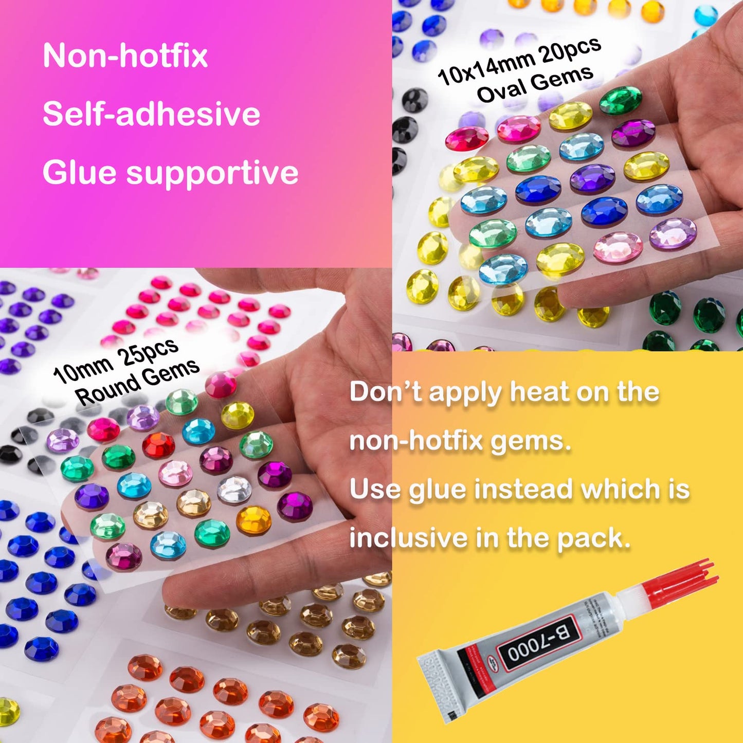 esseelove Bedazzler Kit with Rhinestones, Hotfix Applicator Tool, DIY Hot Fix Rhinestone Bedazzling kit, 3560 Rhinestones for Crafting, Crystal AB, Clear, 14 Colors, w/Self-Adhesive Gems