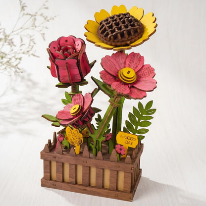 Gueiddi 3D Wooden Flower Puzzle for Adults, Wooden Wildflower Bouquet Model Building Kit, DIY Artificial Floral Stem for Home Decor, Unique Birthday for Women, Mom & Teens
