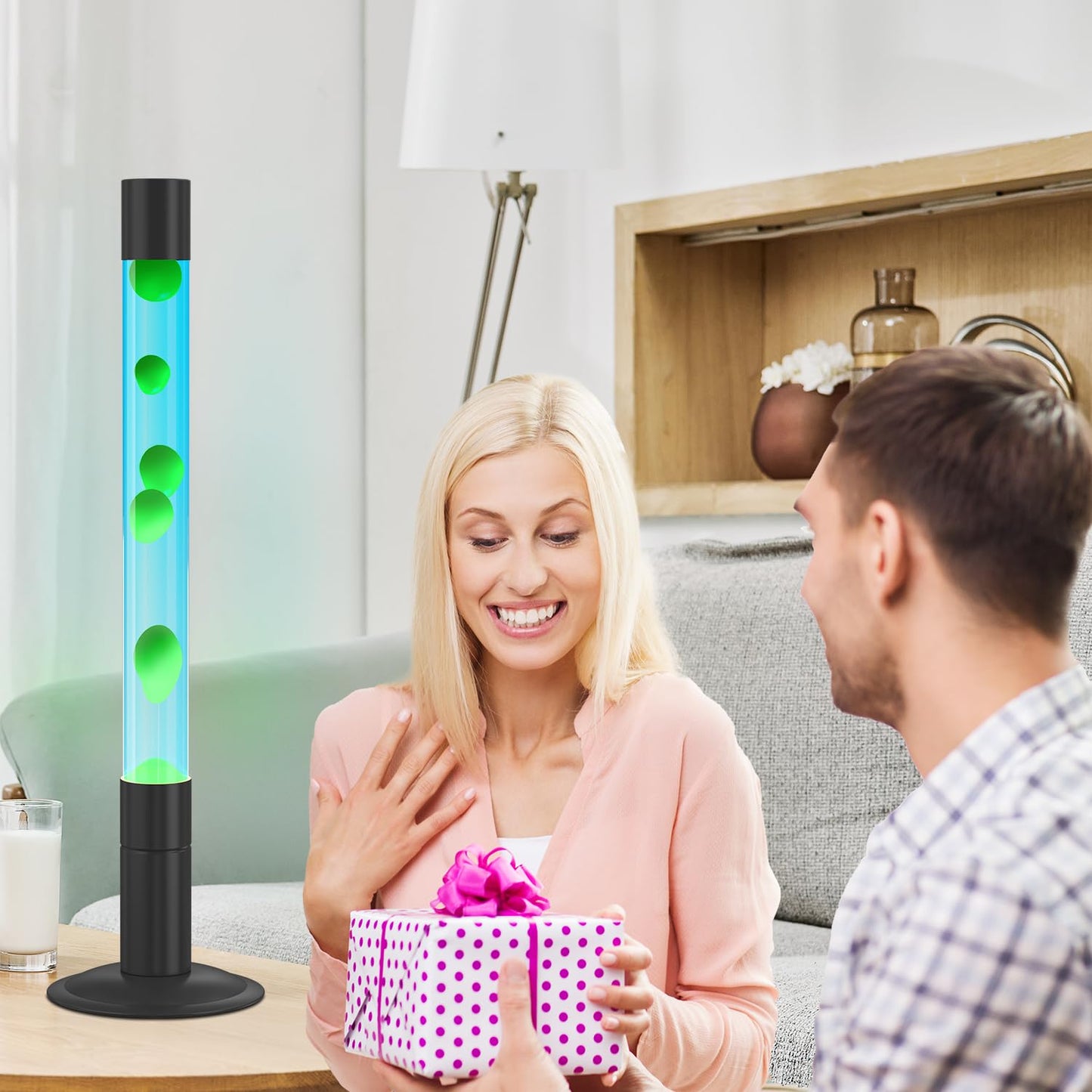 LKUA 30-Inch Relaxing Liquid Motion Lamps,Magma Lamps, Home Decor Living Room Office Bedroom Lamp for Adults (Blue Water Green Wax)