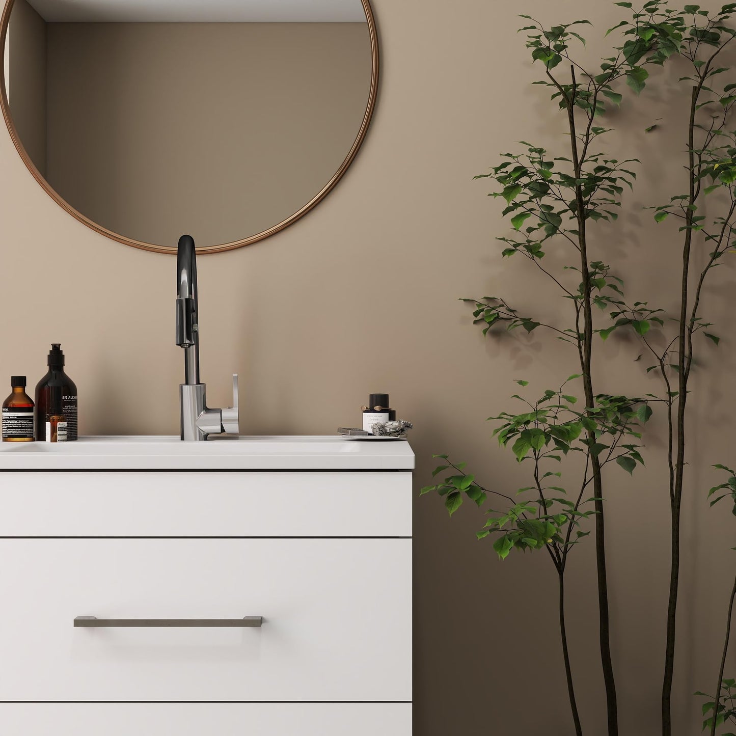 KEIKI 24" Gloss Wall-Mounted Bathroom Vanity with Ceramic Sink, Double Soft-Close Drawers, Modern Minimalist Design