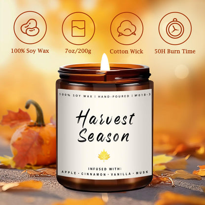Auelife Fall Candle Set | 8 Pack Scented Candles for Home - Candle Gifts for Women Men, Soy Candles Home Scented | Autumn Fragrance of - Apple Pie/Cinnamon/Harvest/Wreath
