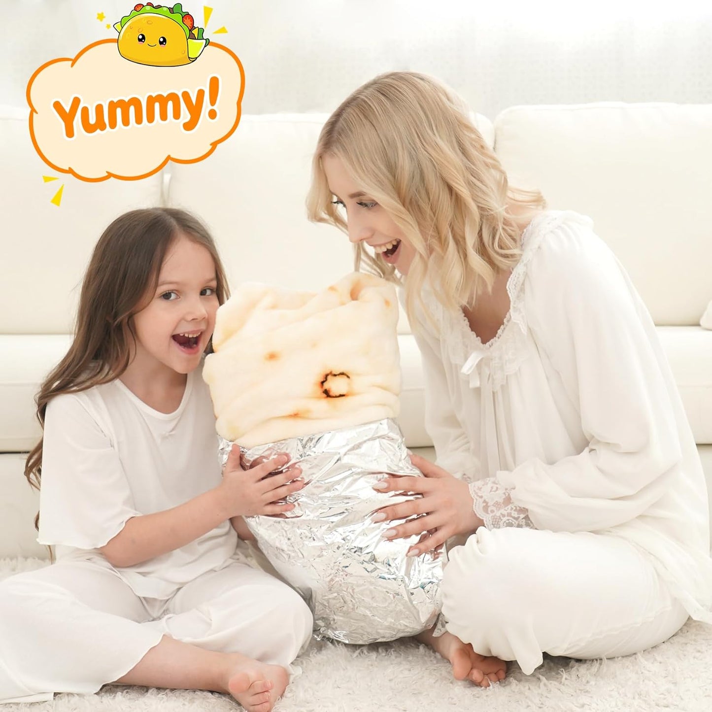 285 80 inches) CASOFU Burritos Tortilla Throw Blanket, White Elephant Gift for Adults Teens Kid Men Women, GSM Soft