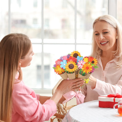 Motipuns 48 Set Flower Bouquet Craft Kit DIY Flower Mother's Day Paper Crafts Floral Bouquet Gifts Teacher Thankful Making Kit for Mothers Day Graduation Classroom Decoration Home School Activity