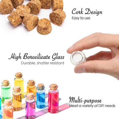 4pcs 100ml / 3.4 oz. Small Glass Jars with Cork Lids, Spell Jars, Glass Bottles with Cork, Decorative Bottles, Potion Bottles, Cut Jar Vials for Art Crafts DIY Decoration Party Favors Wedding Gift