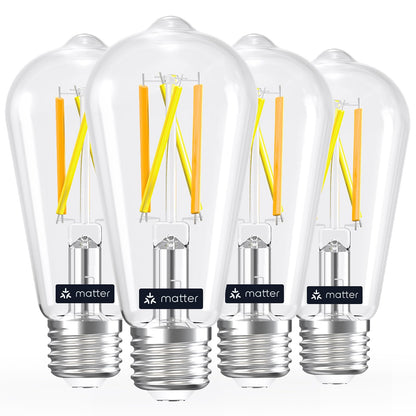 Linkind E26 Smart Edison Bulbs, 2700K-6500K Tunable WiFi Edison Bulbs with Remote Control, 8W 60W Equivalent Dimmable ST19 (ST58) Vintage Light Bulbs 800lm, Compatible with Alexa & Google Home, 4-Pack