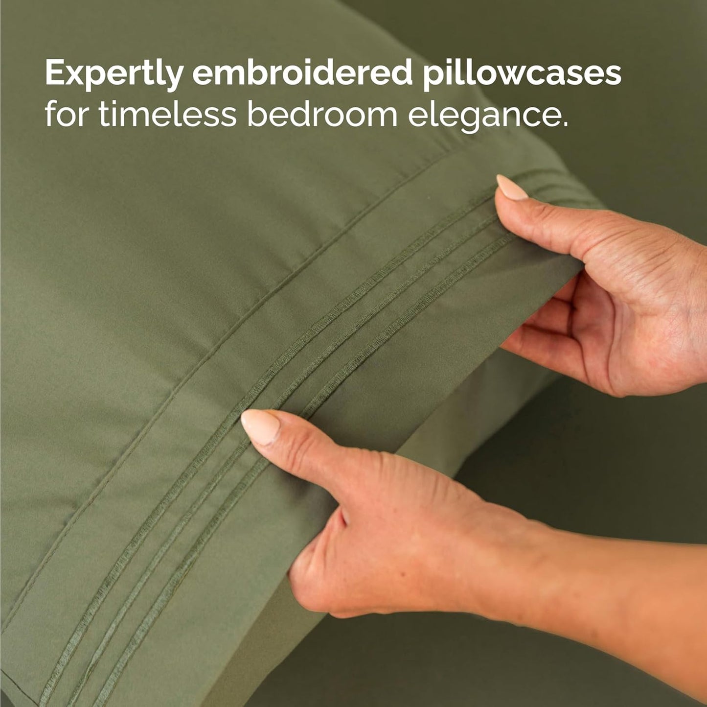 Skiennix Twin Size 3-Piece Sheet Set - Comfy Cooling Bed Sheets - Soft, Wrinkle-Free, Deep Pockets - Sage Green
