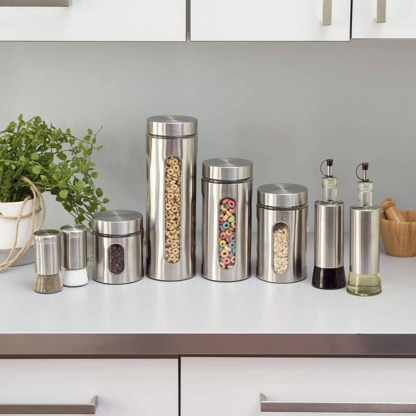 Home Basics 2 Piece Essence Salt & Pepper Shaker, Multicolored, Silver