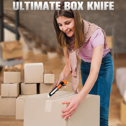 TIFICAL 40 Pack Box Cutter Retractable Bulk, Box Cutters, Utility Knife, Box Cutter for Paper, Cardboard, Plastic, Leather, Razor Knife, 18mm Wide Blade,Retractable Heavy Duty