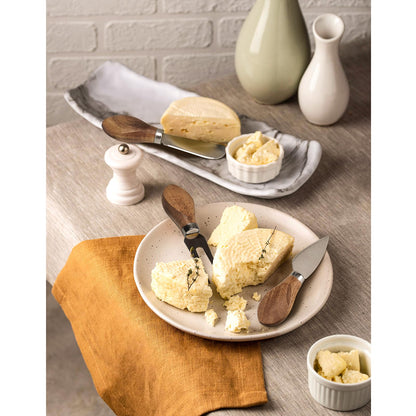 Esie Houzie Charcuterie Board Accessories - 6 Piece Cheese Knife Set Stainless Steel With Acacia Wooden Handle for Cheese Serving Cutting, Cheese Tools Butter Knife With Storage Bag Included Gift Set