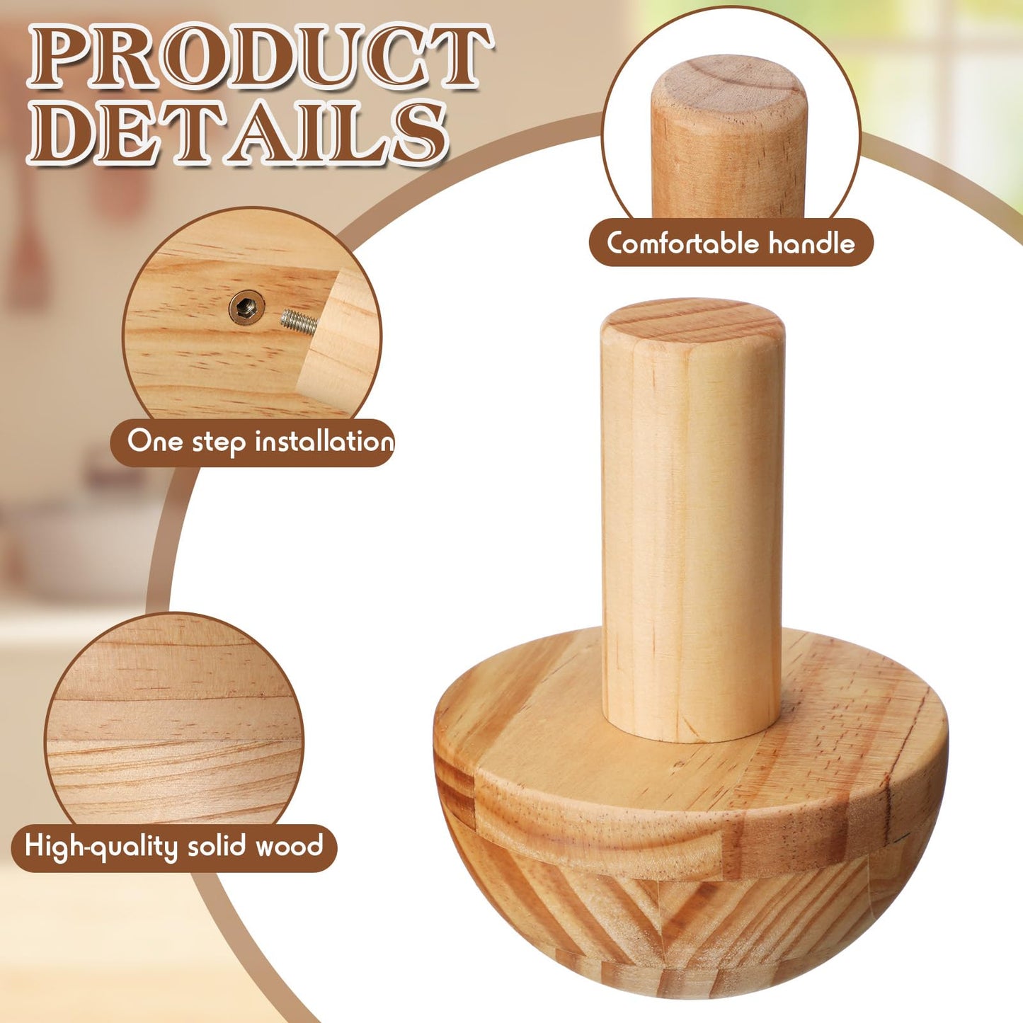 Doublefill 4 Pack Pottery Molds Plaster Molds Wood Pottery Tools with Handle for Ceramic Top Forms DIY Bowls Plate Dish Slump Press Art Making (Hemispherical,4.5'' 6.5'' Thickness 2.5'')