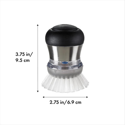 OXO Steel Palm Brush with Soap Dispenser - Perfect for Dish Cleaning