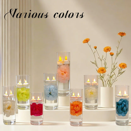 Qazcnd 24 Pack Flameless Led Floating Candles and Floating Artificial Flower Battery Operated Waterproof Tea Lights for Cylinder Vases Centerpieces at Wedding, Party, Pool Decor Rosered