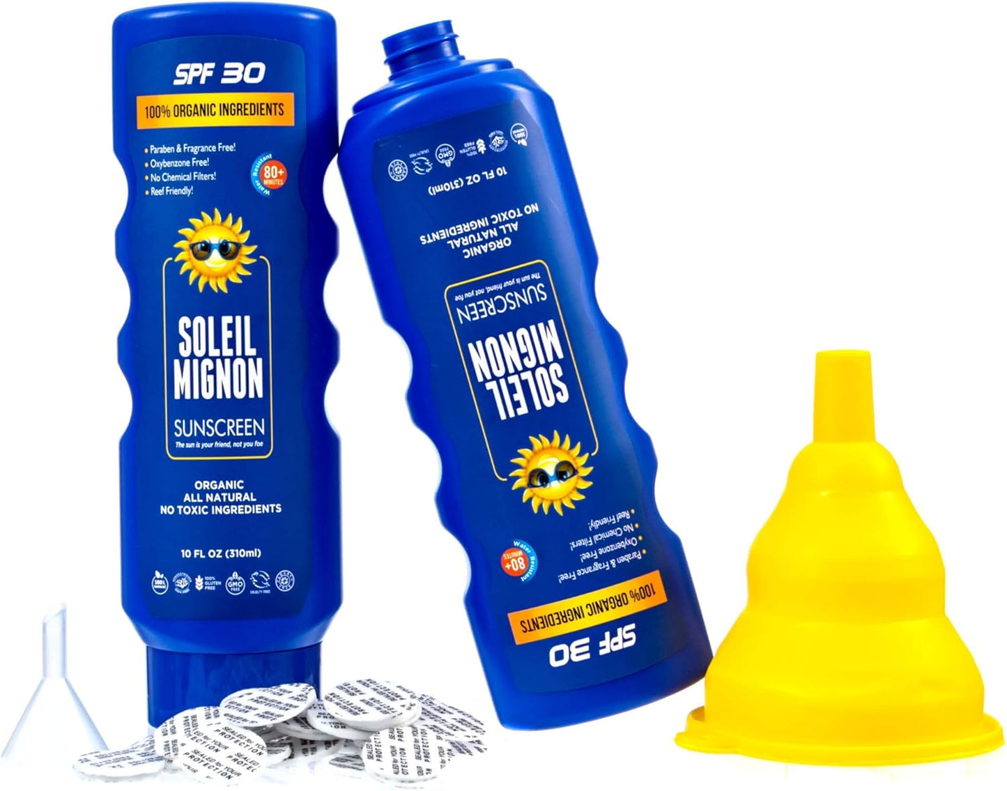 Leakproof Hidden Flask - 2 Secret Sunscreen Flasks for Liquor, 10oz Empty Alcohol Containers with Foam Seals & Funnel