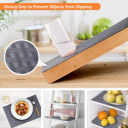 StaHom Shelf Liners for Kitchen Cabinets, Waterproof and Oil-Proof Kitchen Cupboard Liner, Refrigerator Liners and Plastic Drawer Mats EVA Non Adhesive Shelves, Fridge - Gray 11.8 x 118 Inches